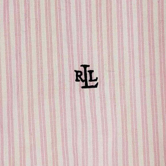 Polo Ralph Lauren RLL Shirt Women's 14 Large Pink Striped LS Button Up Cotton - Picture 4 of 8